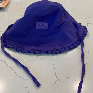 Purple UV Skins hats with chin tie strap, size 3-6 months
